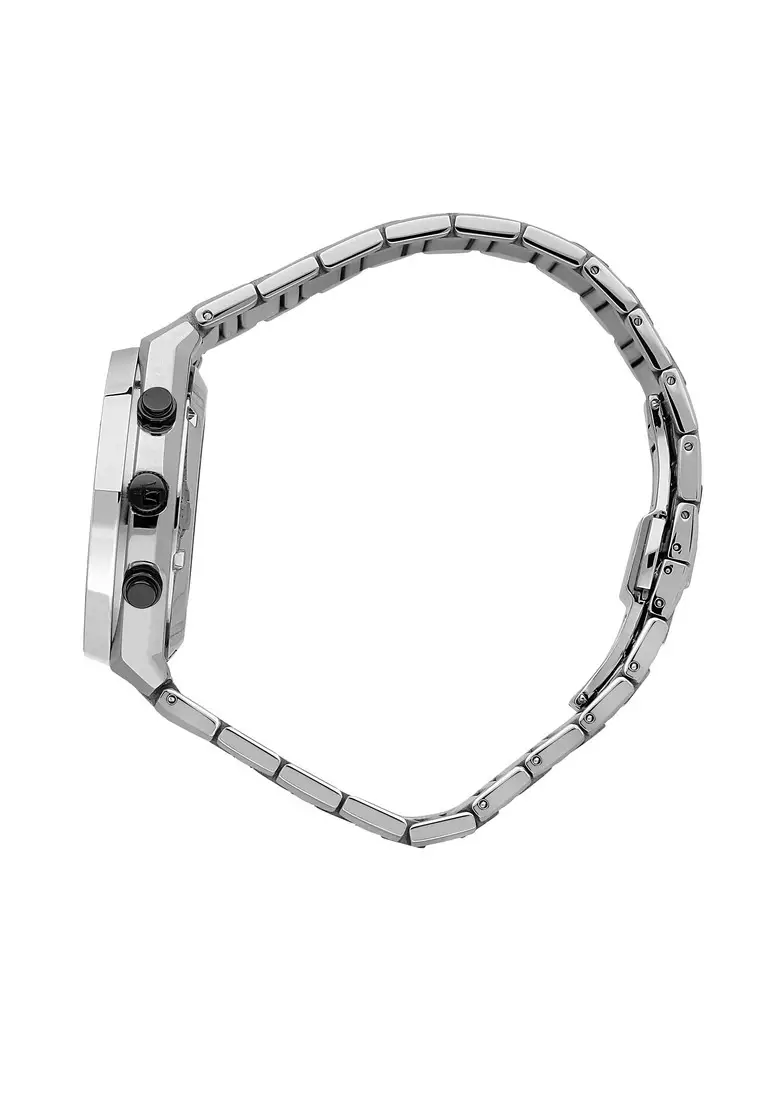 【2年保養】瑪莎拉蒂Stile系列 45mm 黑色錶盤 男士不銹鋼計時石英腕錶 R8873642004